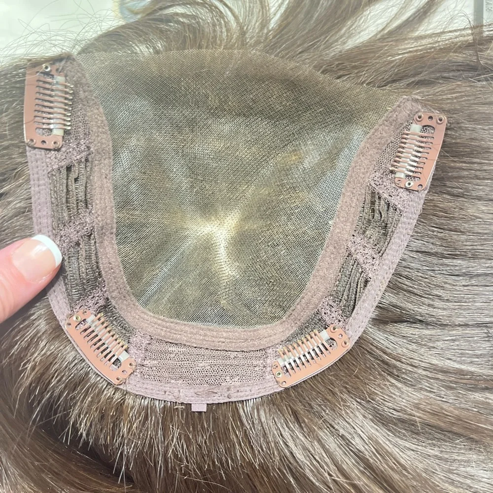 MEDIUM BROWN SYNTHETIC FIBER TOPPER BOB LENGTH WITH BANGS